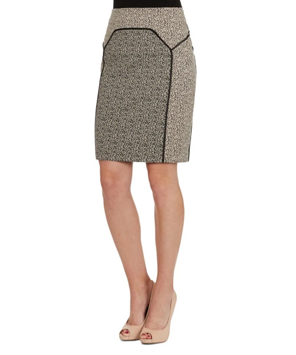 Halston Heritage Dotted Jacquard Stretch Pencil Straight Skirt Women's Size 4